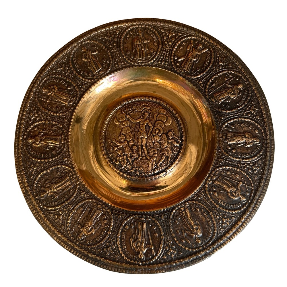 Copper Brass Heavy Solid Disciples Decor Wall Plate Vintage Antique Rare Find